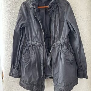 H&M Women's Charcoal Gray Utility Jacket with Drawstring Waist